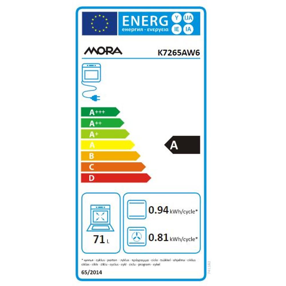 K 7265 AW6 kombinovaný sporák MORA - energetický štítok