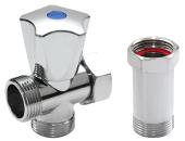Medziventil pre pračku 3/4"x3/4"x3/4" s prevlečnou maticou a