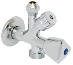 Rohový ventil pre pračku a WC 1/2"x3/8"x3/4"