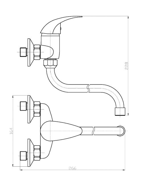 RA301A01 RISA drezová kuchynská batéria páková SAMTEK, na stenu 100 mm, rúrkové výtokové ramienko