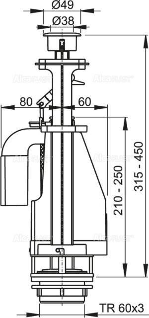Vypúšťací ventil s dvojtlačidlom DUAL 3/6 l, A08A
