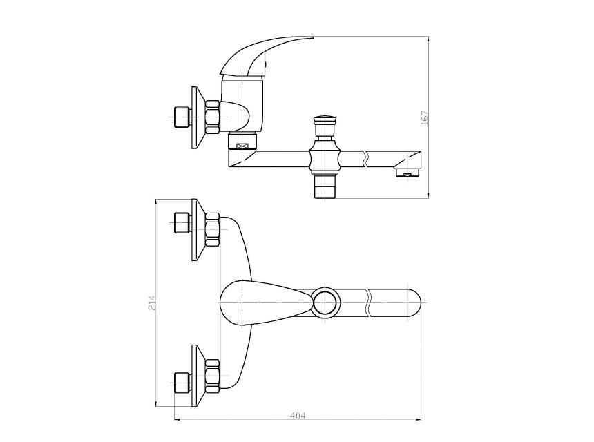 Vaňová batéria RA602 RISA páková na stenu 150 mm do kúpeľne, pre bytové jadro (bez prísl.)