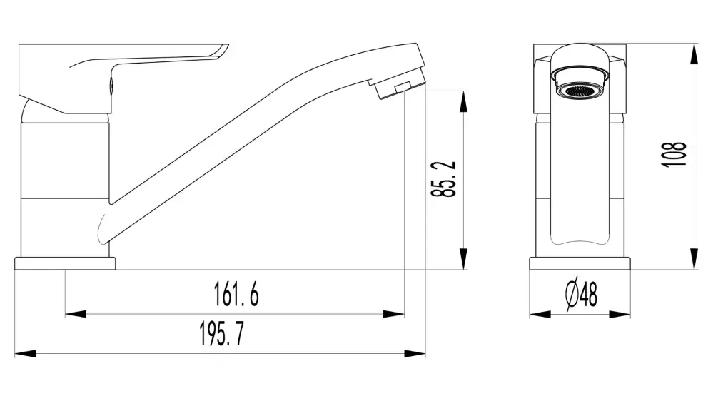 Drezová batéria KB20101 KLASIK stojanková páková SAMTEK, výtokové ramienko 170 mm