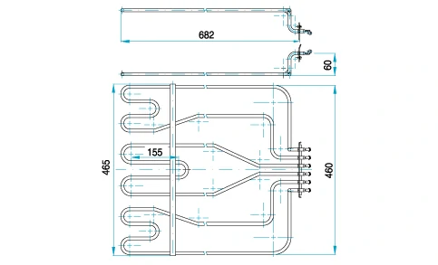 Ohrievacie teleso rúra Alba vrchné 3x670W, príruba 170x80mm