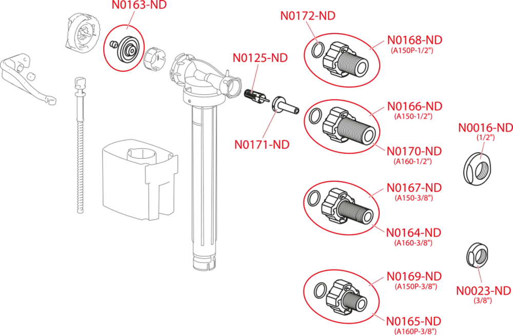 A150-3/8" napúšťací ventil bočný pre keramické nádržky, NOVINKA nahrádza A15-3/8"
