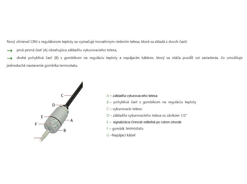 Vyhrievacia tyč GT300 s elektronickým termostatom, biela