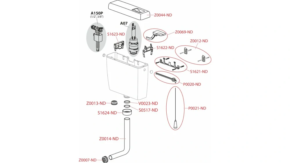 WC nádržka plastová A930-H-3/8" univerzálna DUAL systém 3/6 l (nahrádza A93 38)