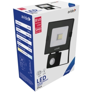 Avide LED SLIM Reflektor SMD 10W CW with PIR (810 lumen)