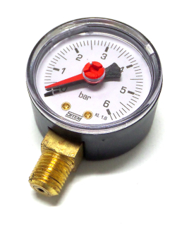 Tlakomer, 0 - 6 bar, priem. 5 cm, spodný vývod 1/4"